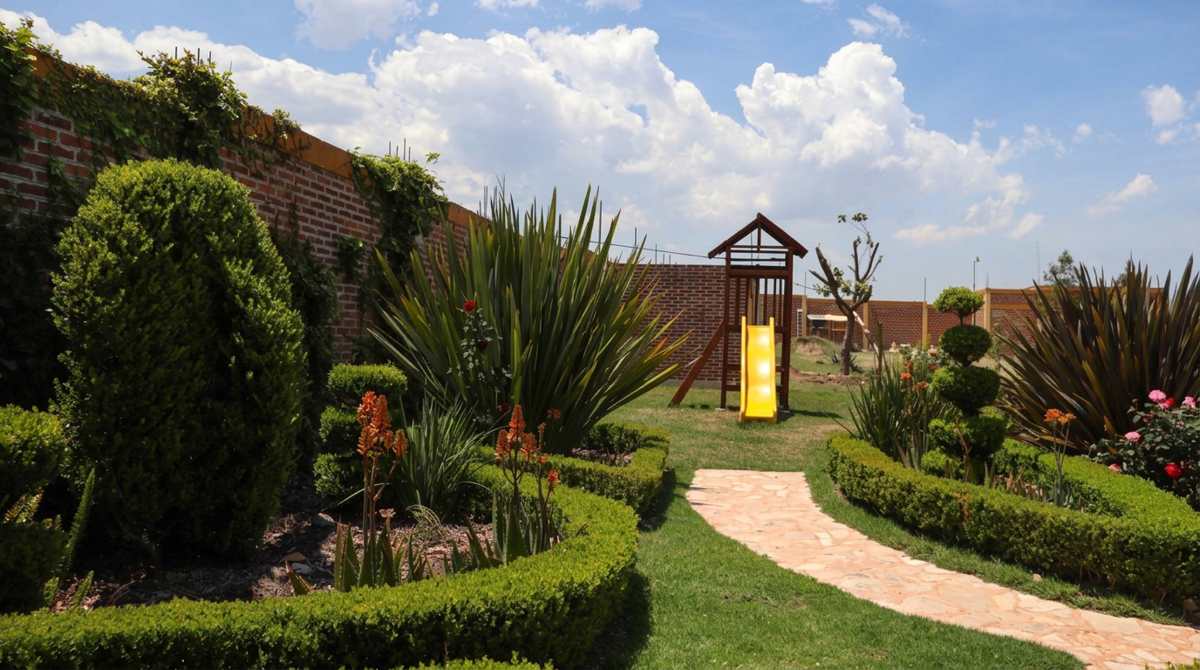 Garden and playground at Hotel y Cabañas Alan